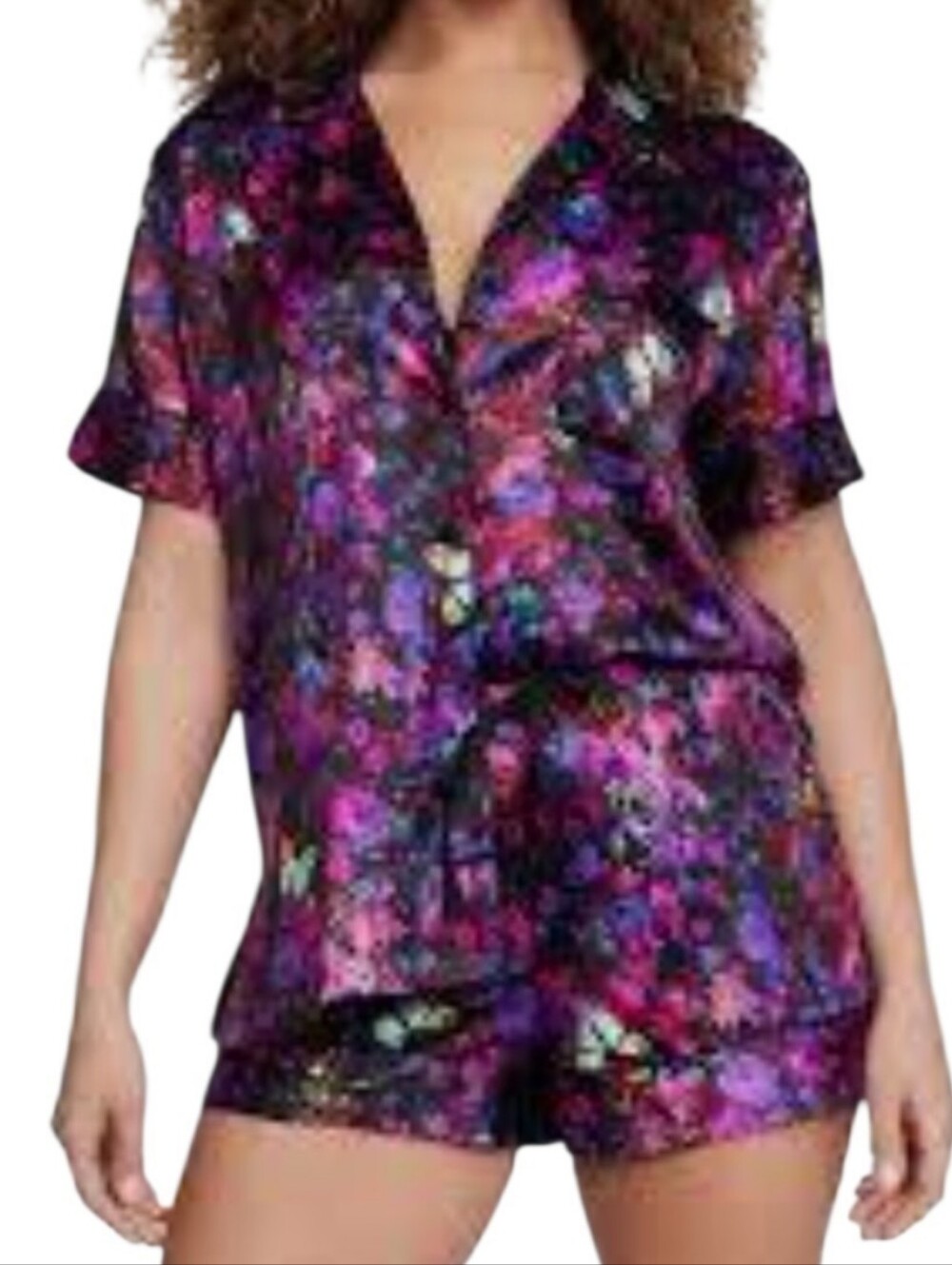 Victoria’s Secret Moody Floral Satin Size XL Pajama Set – Black/Purple Romantic